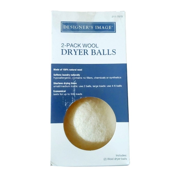 Designer’s Image 2 Pack  Dryer Balls 100% Natural Softens Laundry. - Picture 1 of 8